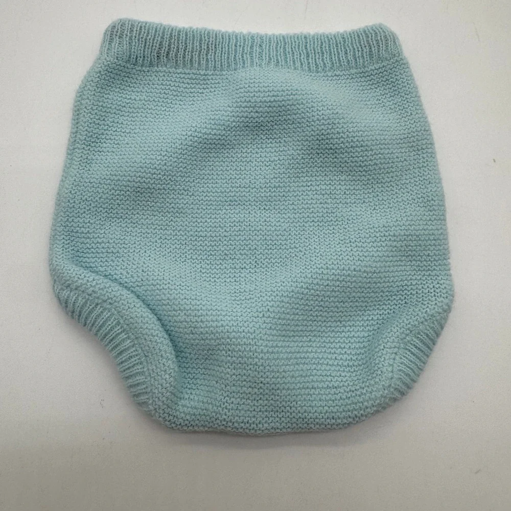 Baby Blue Knit Diaper Cover Bloomers Approx US 6–9 Months
